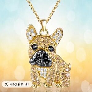 Gold and Black Frenchie Dog Pendant Necklace